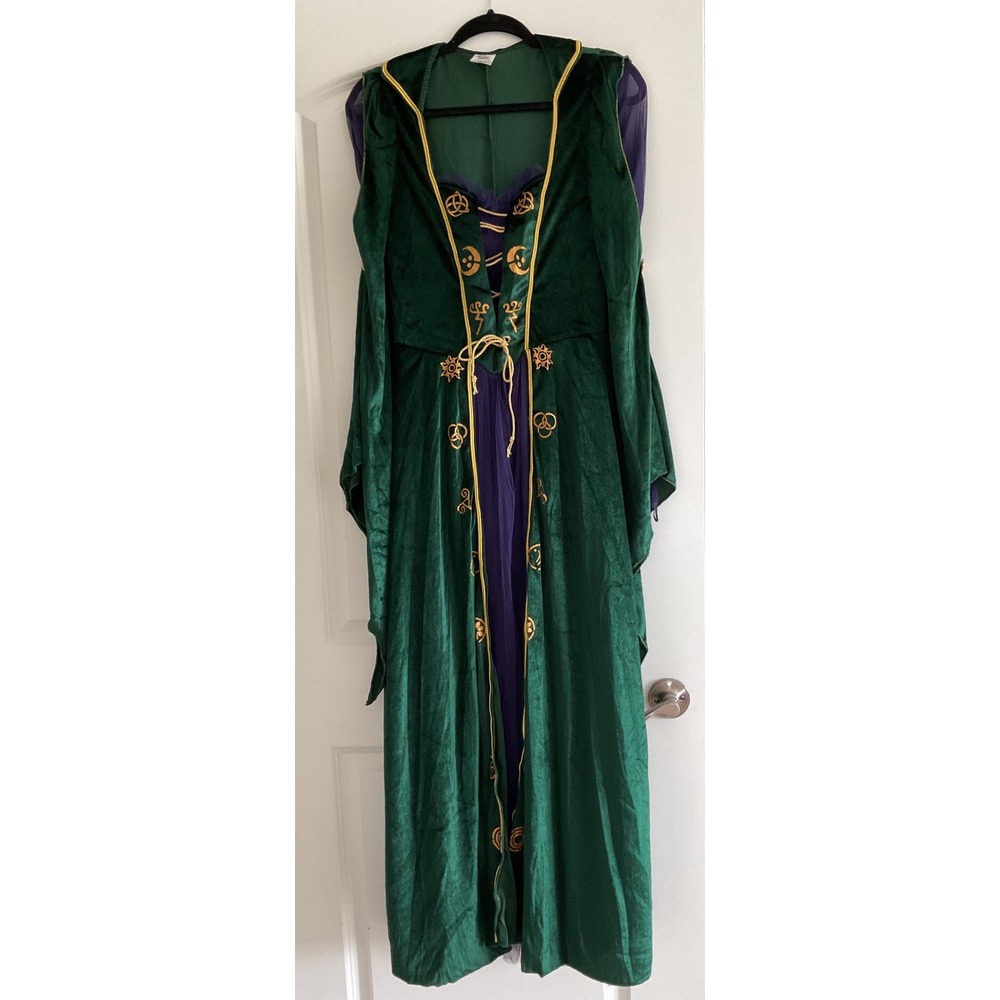 Spirit Halloween Disney Hocus Pocus Winifred Sanderson Costume Green Velvet M - Picture 2 of 6